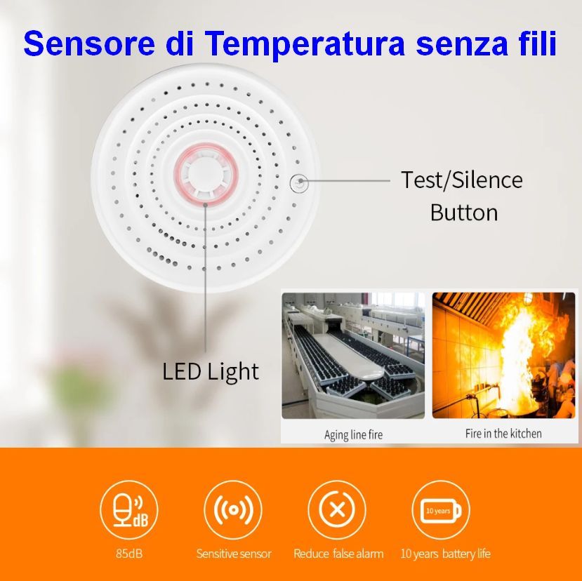 Sensore di Temperatura senza fili Wifi per Centrale 433Mhz